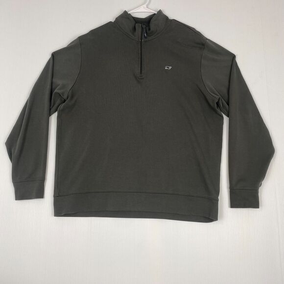 Vineyard Vines Pullover Mens Large Gray‎ Sweater 1/4 Zip Cotton Jacket Stretch - Picture 14 of 16